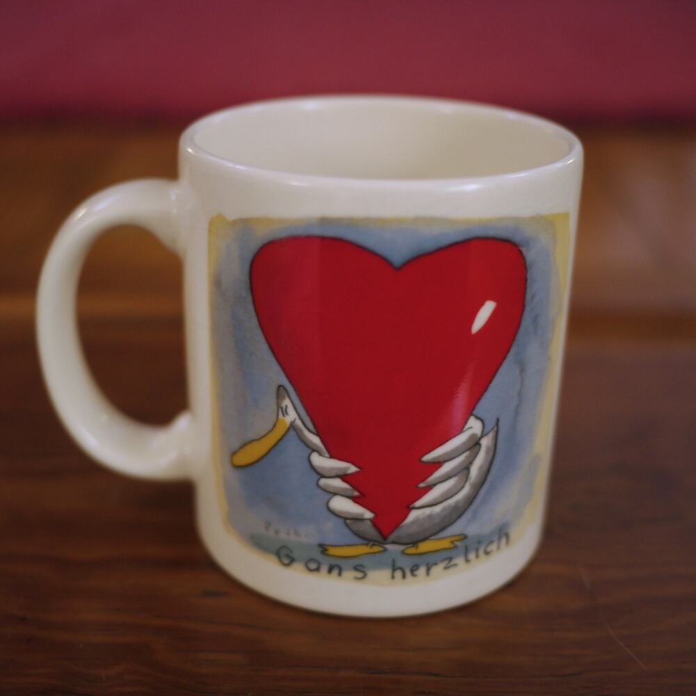 Waechtersbach Gans Herzlich Germany Duck Heart Ceramic Tea Cup Coffee Mug